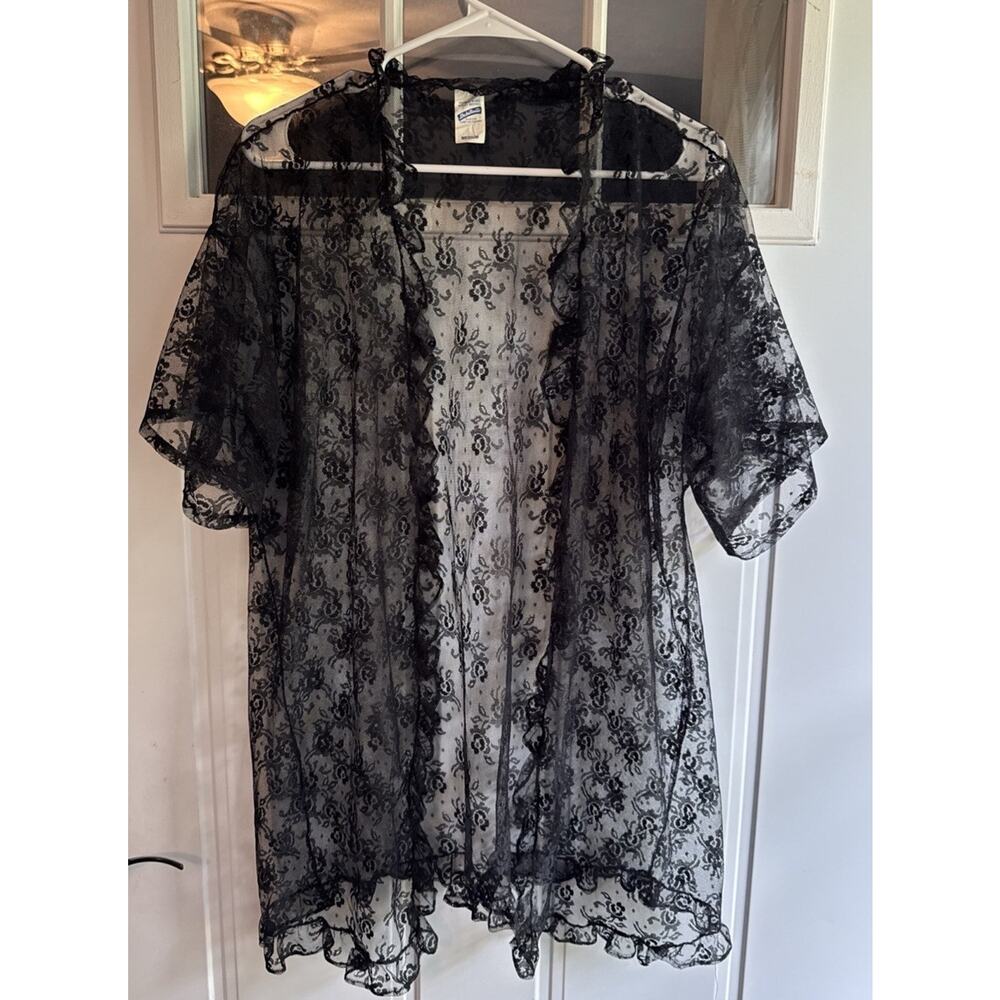 Vintage Debutante Sheer Floral Lace Cardigan Cover Up Vintage Lingerie Robe